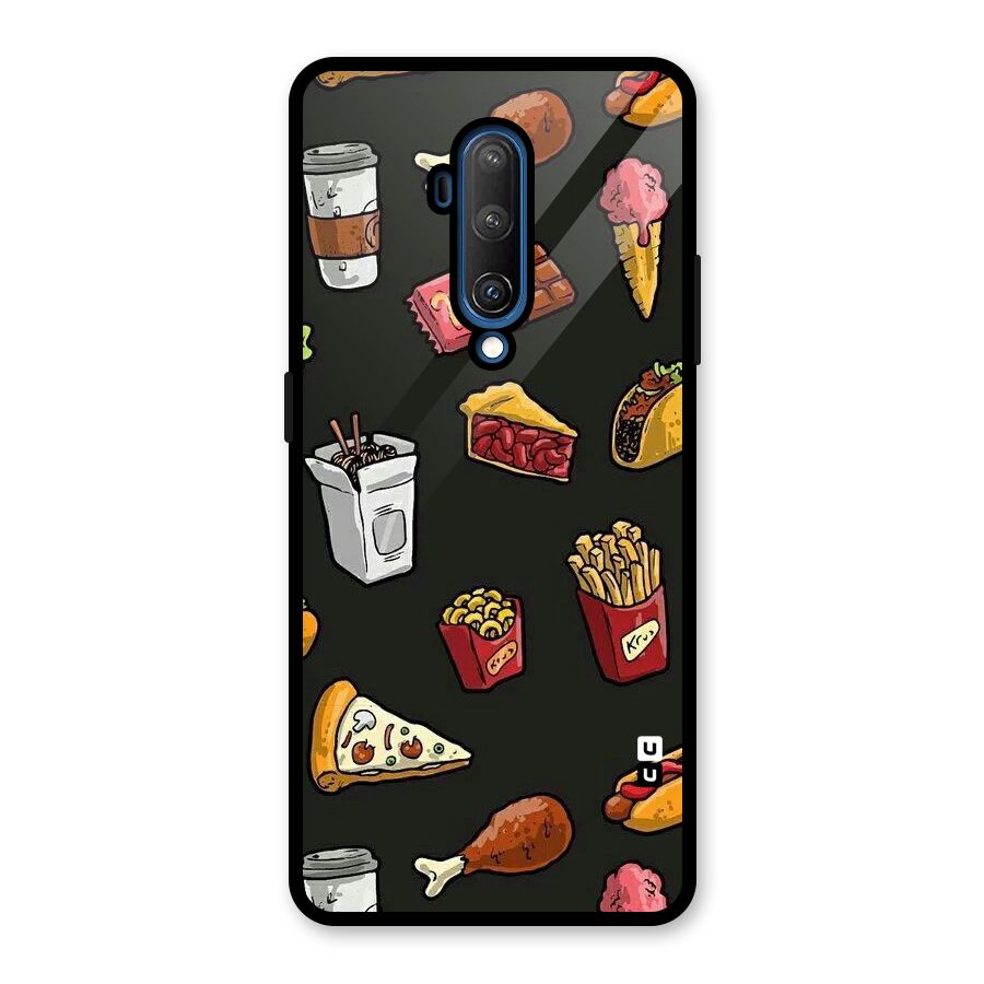 Foodie Pattern Glass Back Case for OnePlus 7T Pro