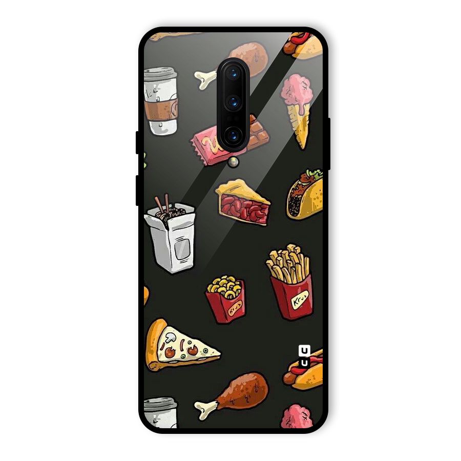 Foodie Pattern Glass Back Case for OnePlus 7 Pro