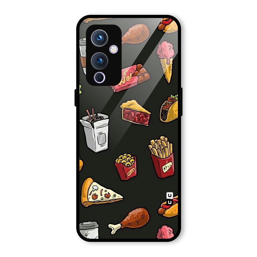 Foodie Pattern Glass Back Case for OnePlus 9