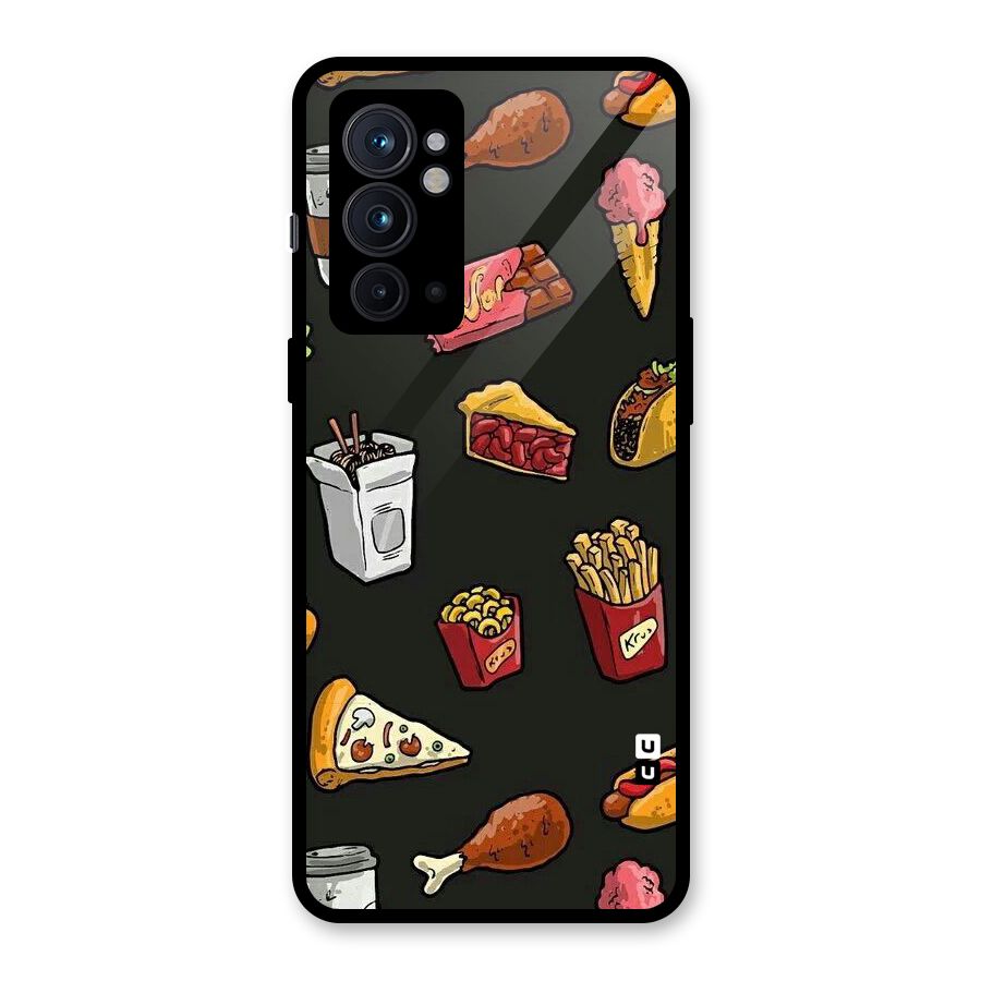Foodie Pattern Glass Back Case for OnePlus 9RT 5G