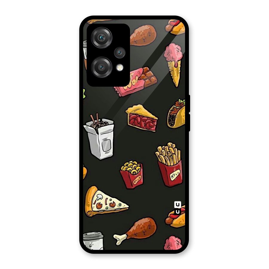 Foodie Pattern Glass Back Case for OnePlus Nord CE 2 Lite 5G