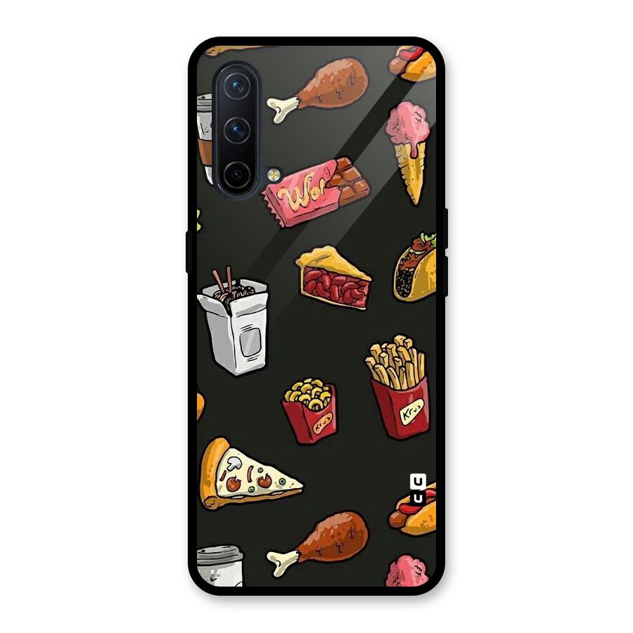 Foodie Pattern Glass Back Case for OnePlus Nord CE 5G