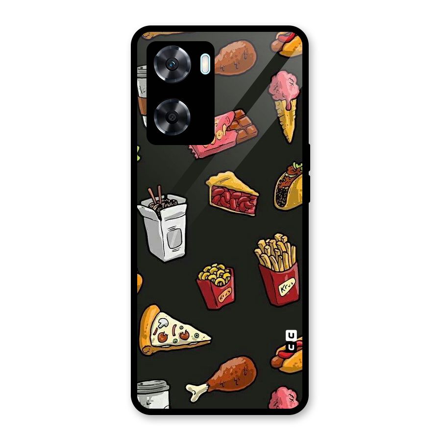 Foodie Pattern Glass Back Case for Oppo A77