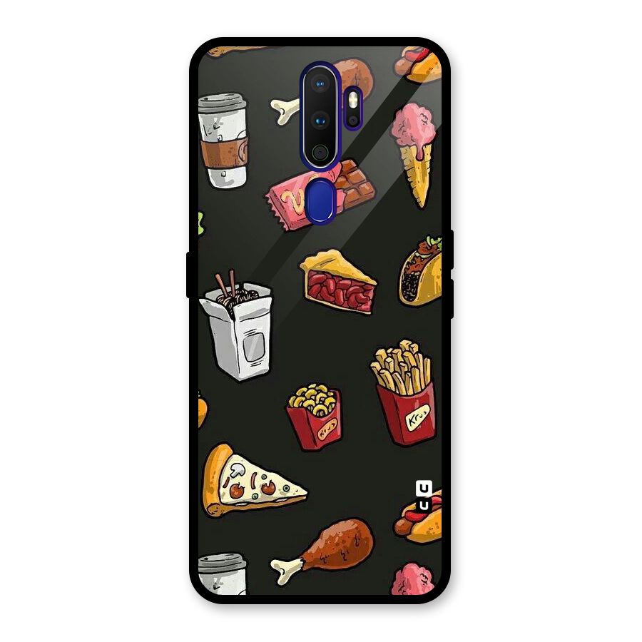 Foodie Pattern Glass Back Case for Oppo A9 (2020)
