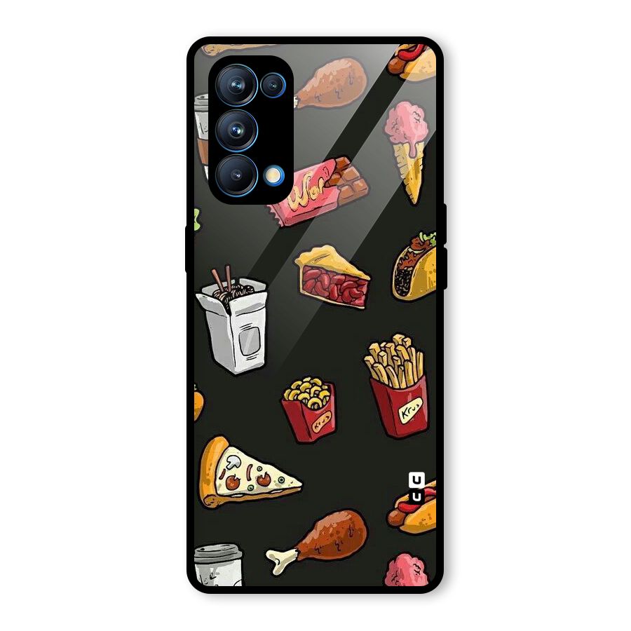 Foodie Pattern Glass Back Case for Oppo Reno5 Pro 5G