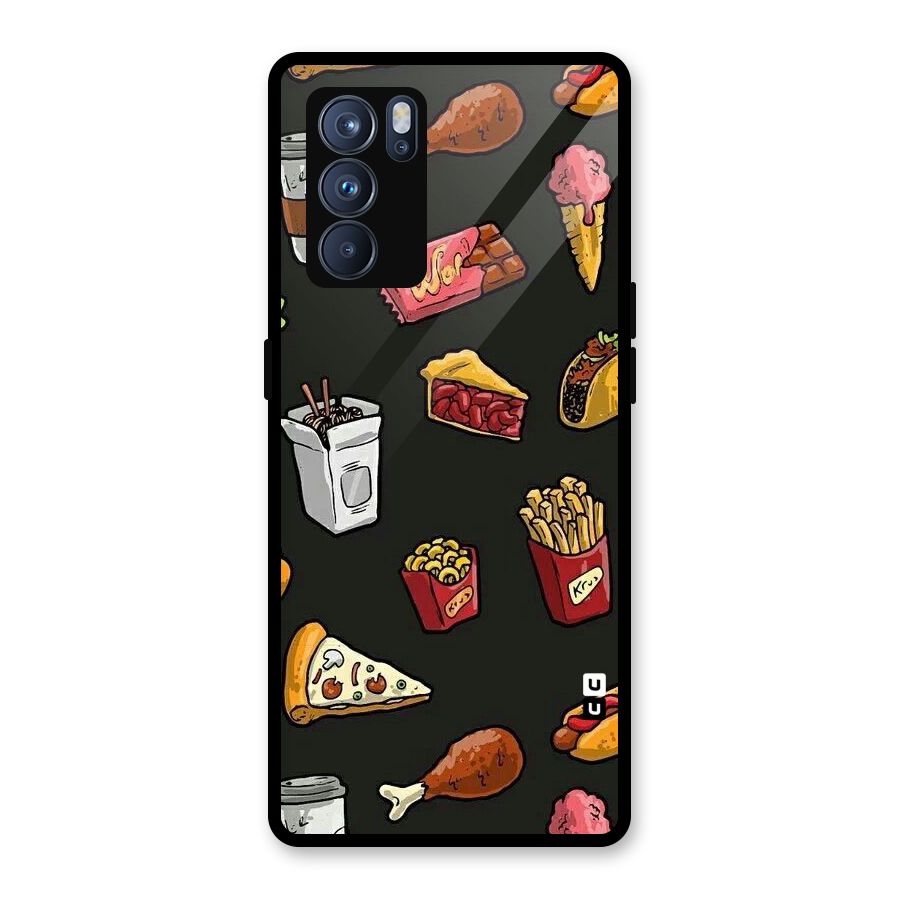 Foodie Pattern Glass Back Case for Oppo Reno6 Pro 5G