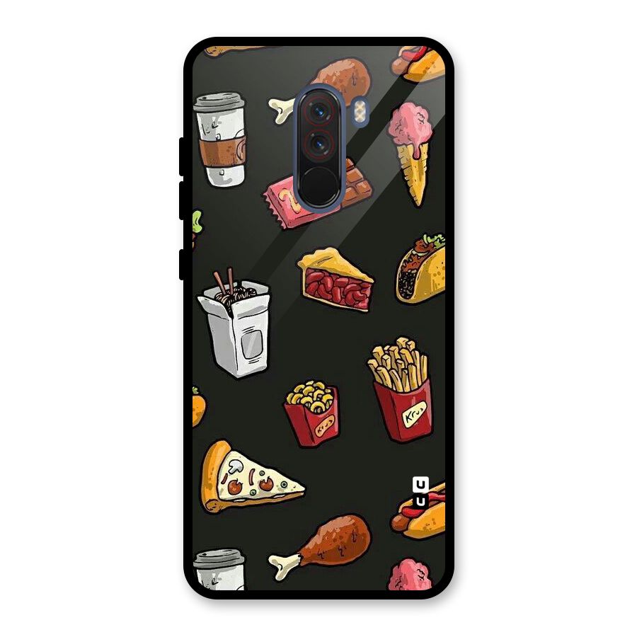 Foodie Pattern Glass Back Case for Poco F1