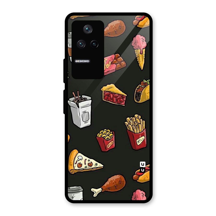 Foodie Pattern Glass Back Case for Poco F4 5G