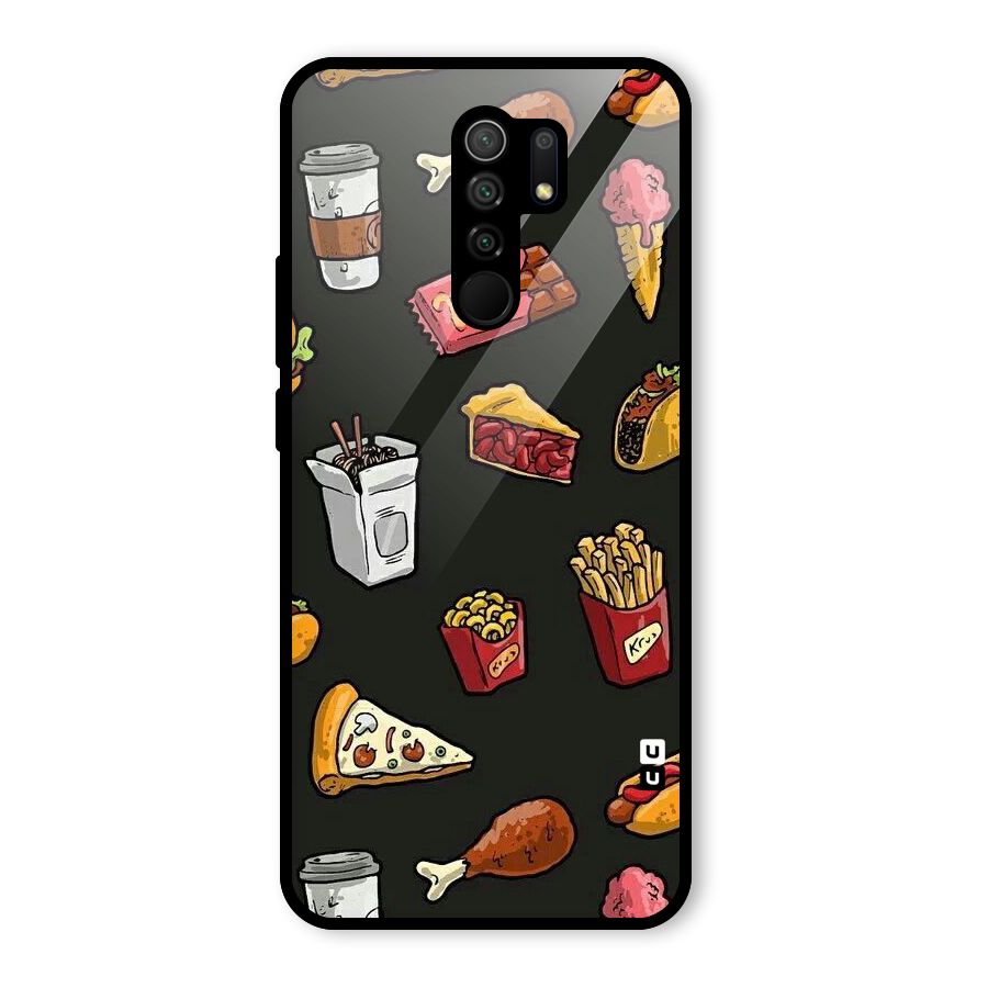 Foodie Pattern Glass Back Case for Poco M2