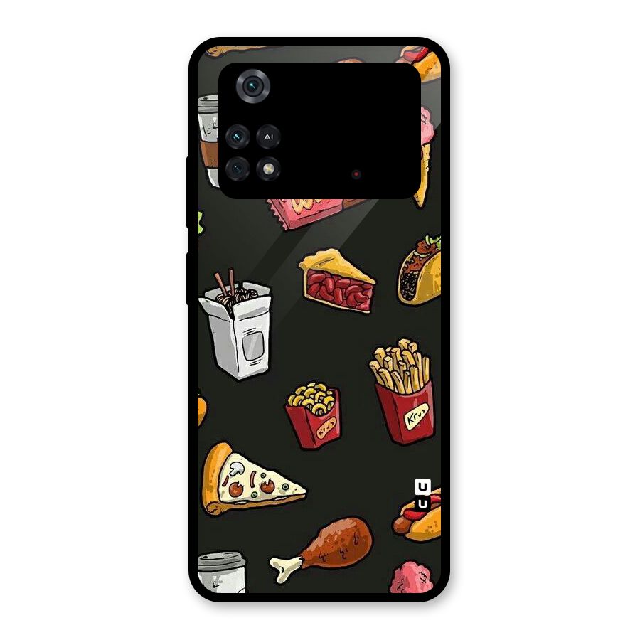 Foodie Pattern Glass Back Case for Poco M4 Pro 4G