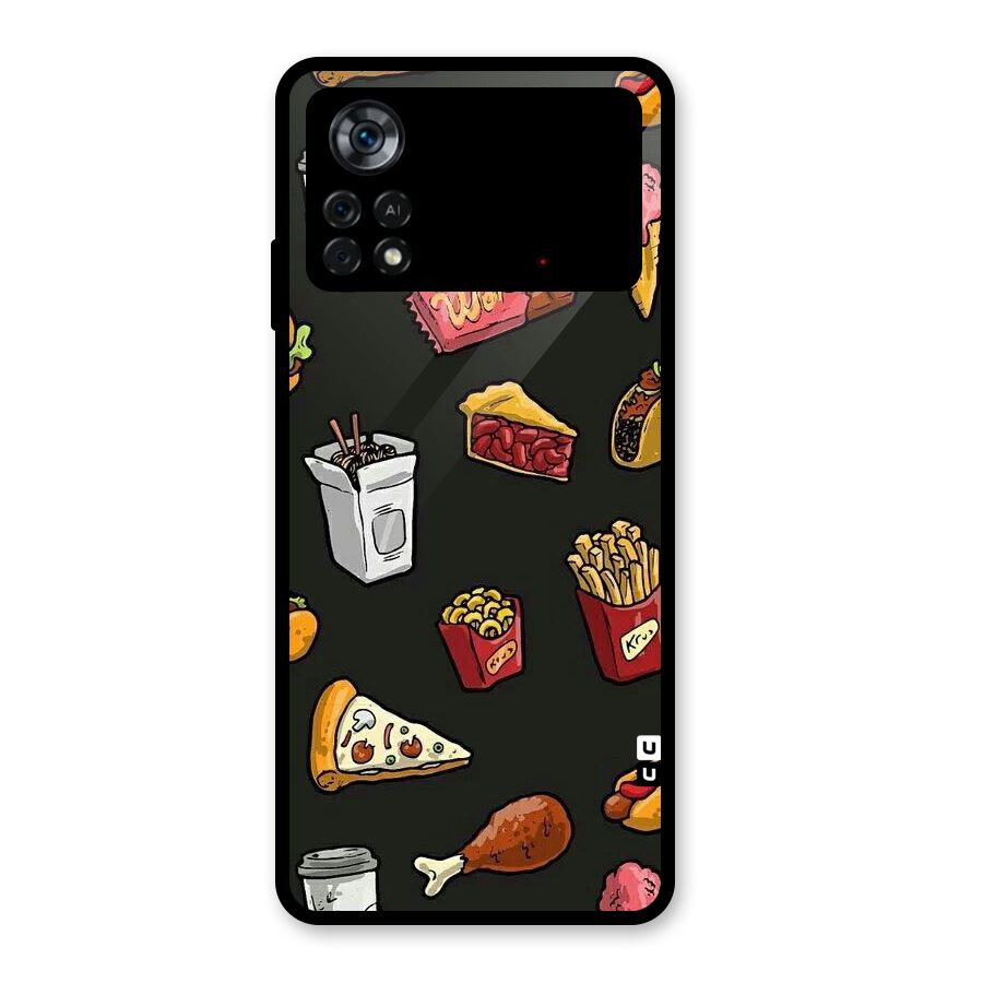 Foodie Pattern Glass Back Case for Poco X4 Pro 5G