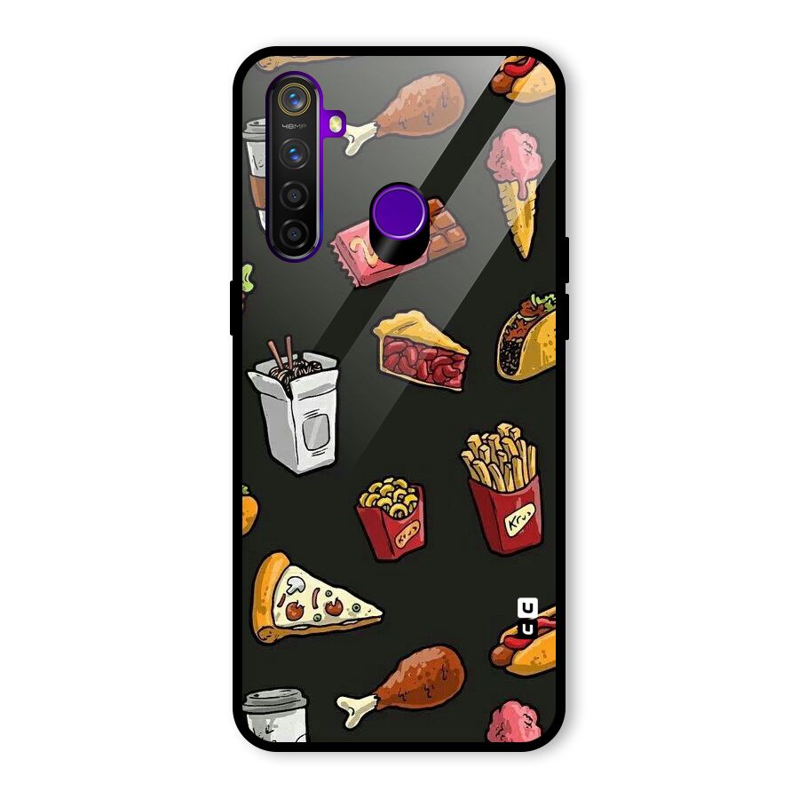 Foodie Pattern Glass Back Case for Realme 5 Pro