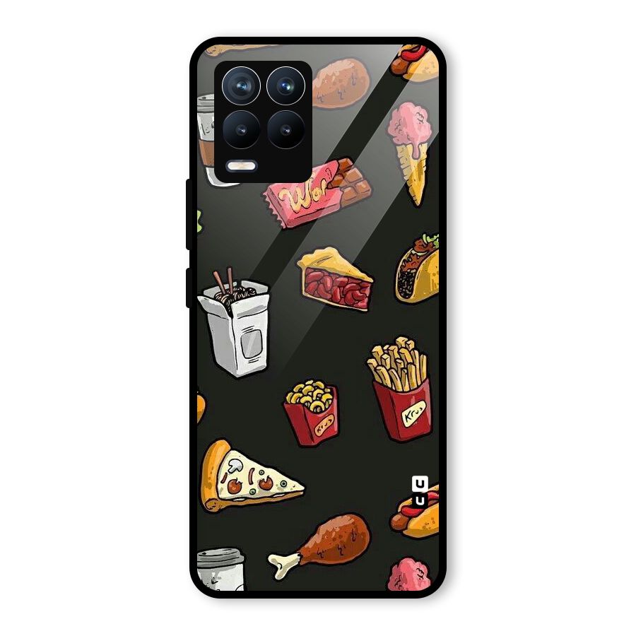 Foodie Pattern Glass Back Case for Realme 8