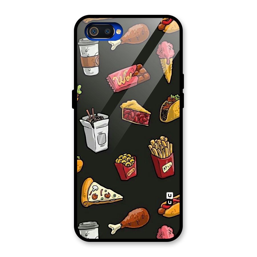 Foodie Pattern Glass Back Case for Realme C2