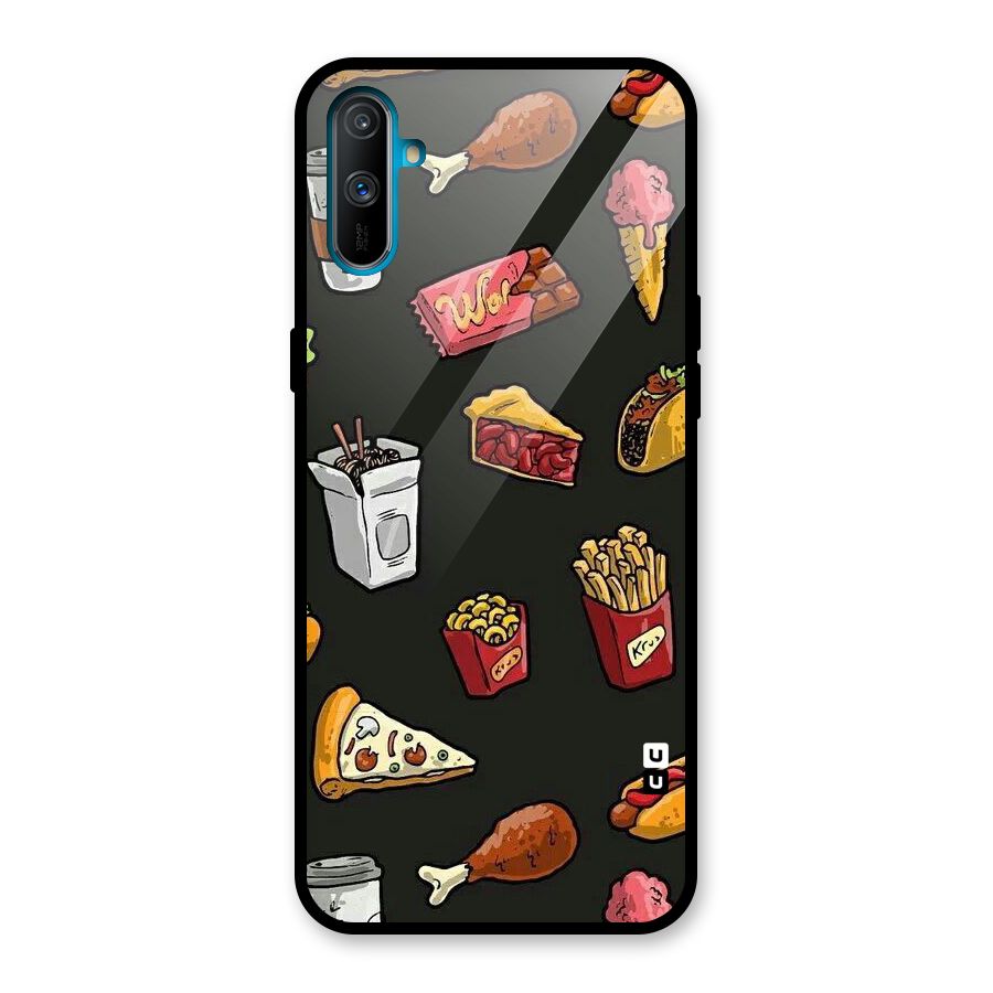 Foodie Pattern Glass Back Case for Realme C3