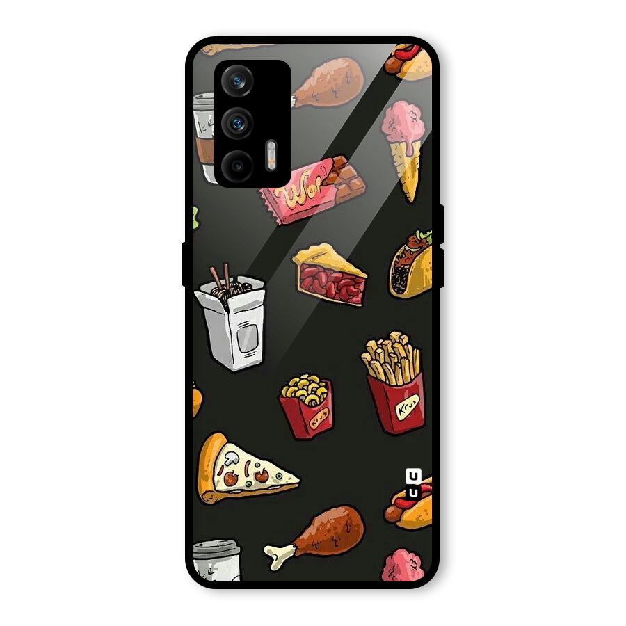 Foodie Pattern Glass Back Case for Realme GT 5G