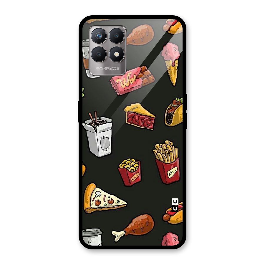 Foodie Pattern Glass Back Case for Realme Narzo 50