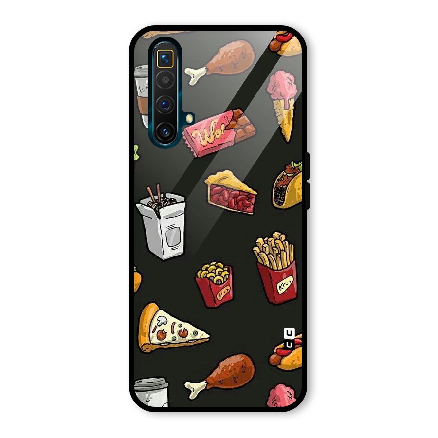Foodie Pattern Glass Back Case for Realme X3