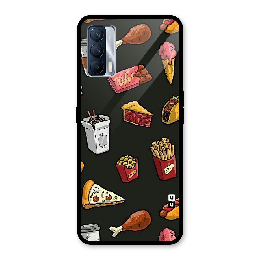 Foodie Pattern Glass Back Case for Realme X7