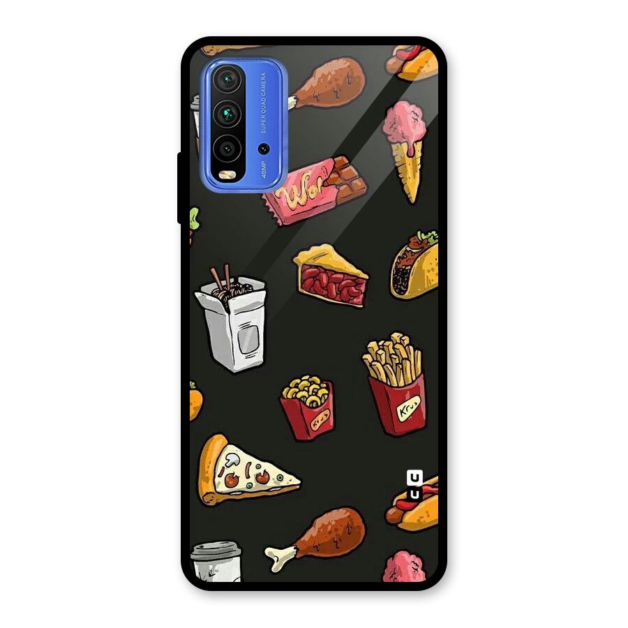 Foodie Pattern Glass Back Case for Redmi 9 Power