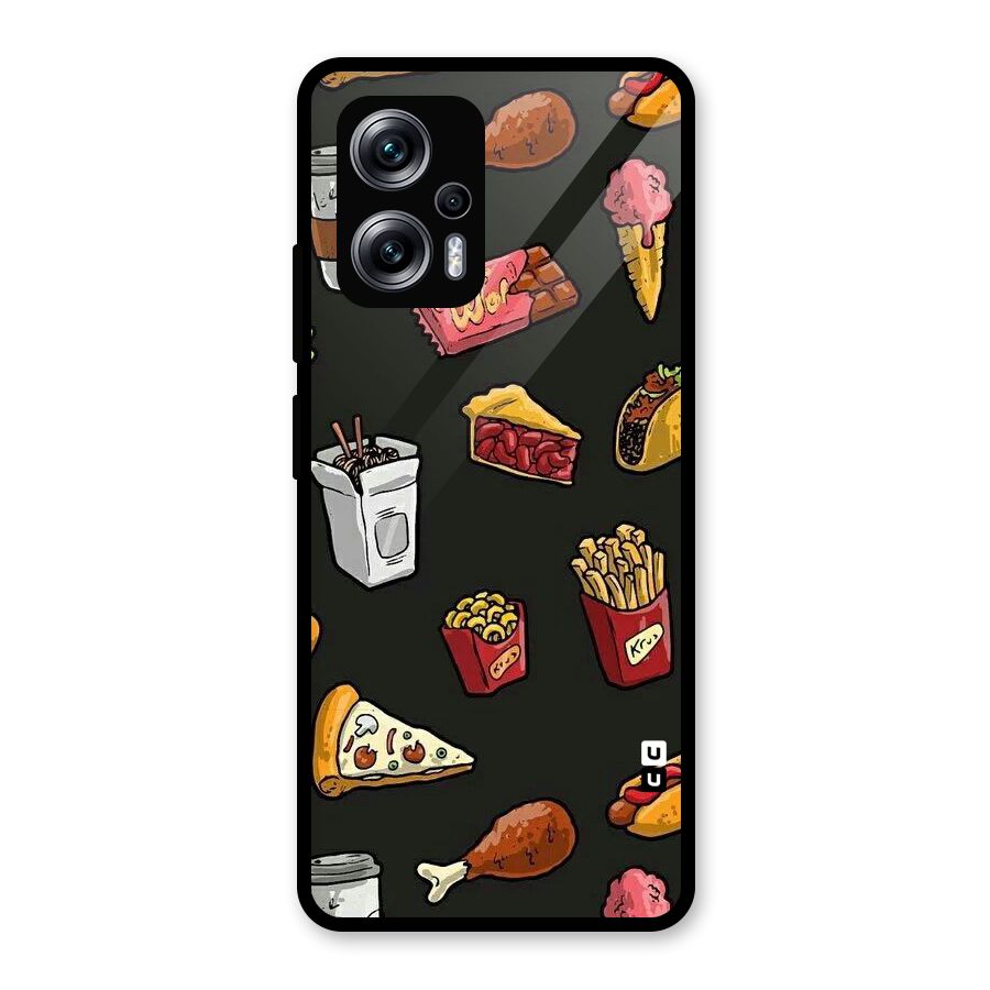 Foodie Pattern Glass Back Case for Redmi K50i