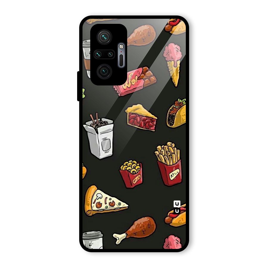 Foodie Pattern Glass Back Case for Redmi Note 10 Pro Max