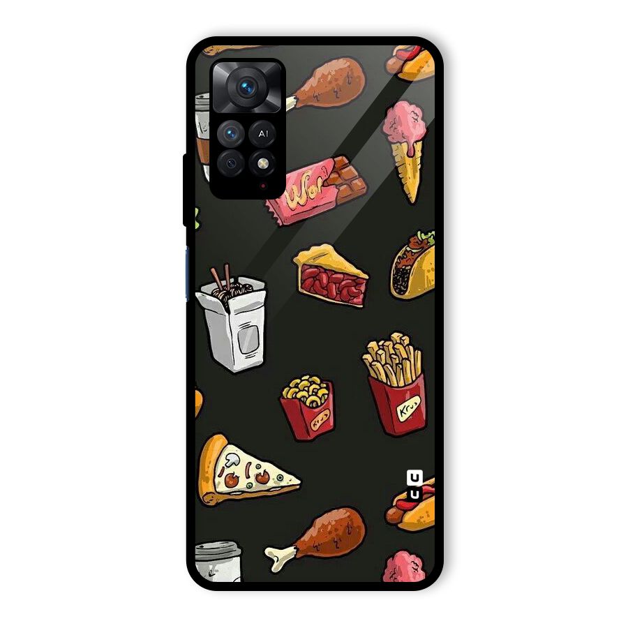 Foodie Pattern Glass Back Case for Redmi Note 11 Pro