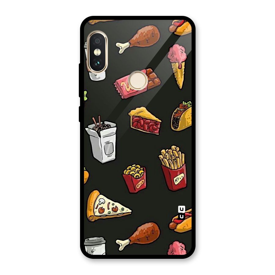 Foodie Pattern Glass Back Case for Redmi Note 5 Pro