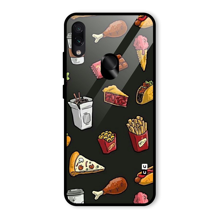 Foodie Pattern Glass Back Case for Redmi Note 7 Pro