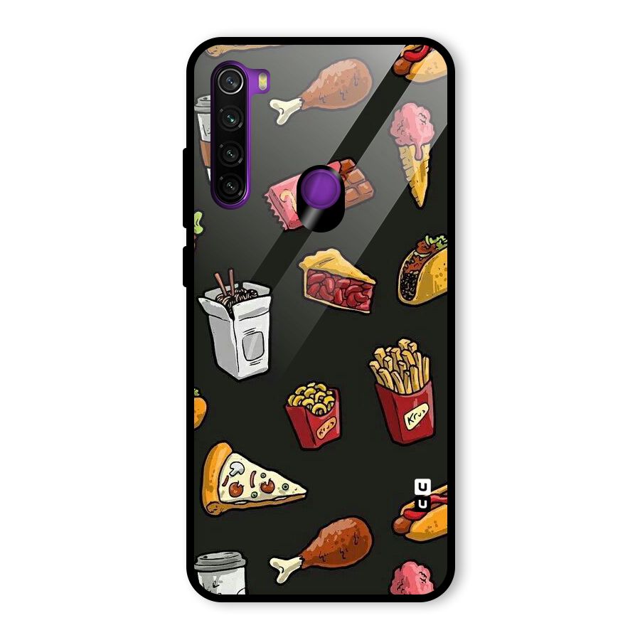 Foodie Pattern Glass Back Case for Redmi Note 8