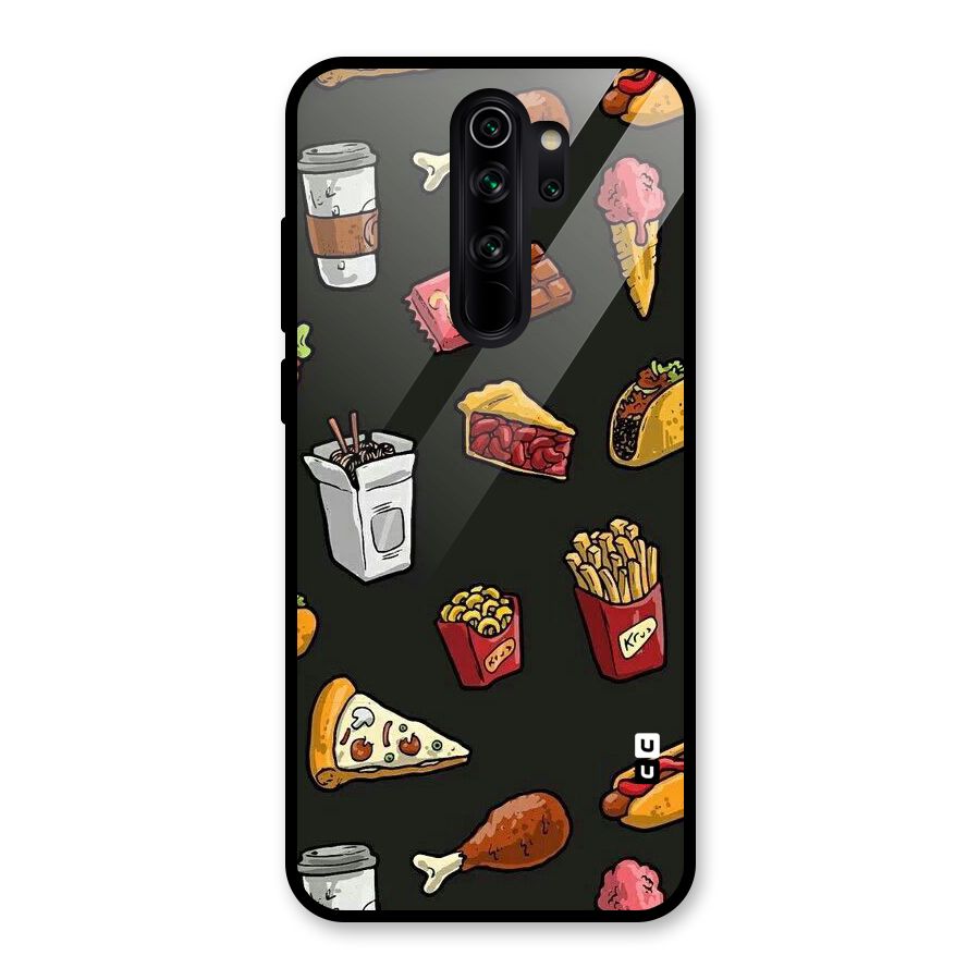 Foodie Pattern Glass Back Case for Redmi Note 8 Pro