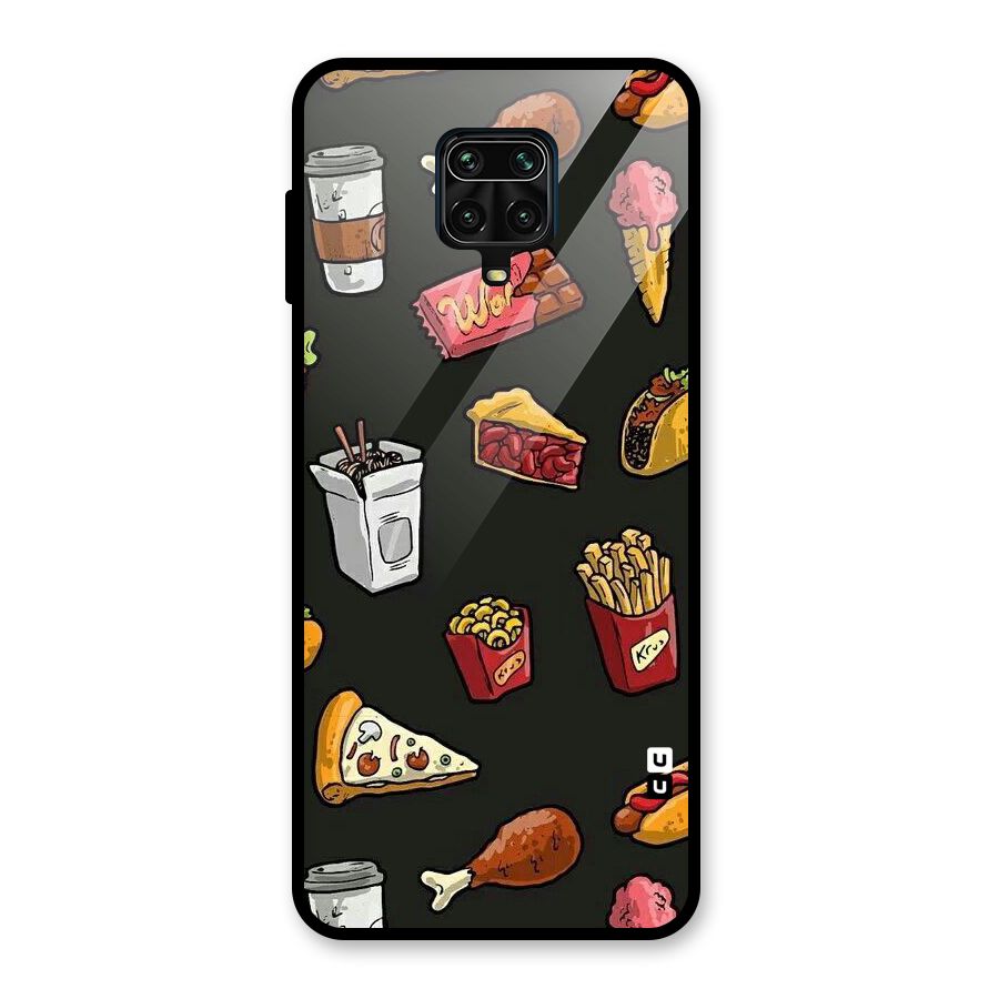 Foodie Pattern Glass Back Case for Redmi Note 9 Pro Max