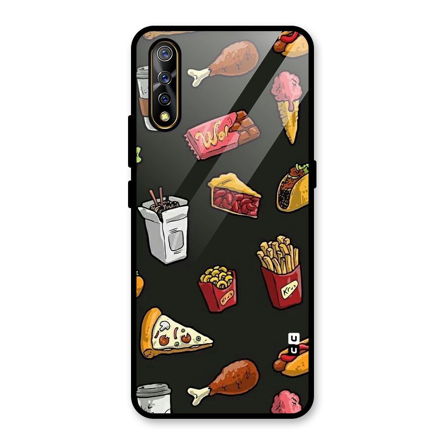 Foodie Pattern Glass Back Case for Vivo S1