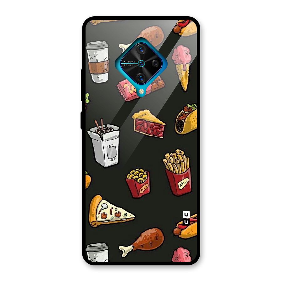 Foodie Pattern Glass Back Case for Vivo S1 Pro