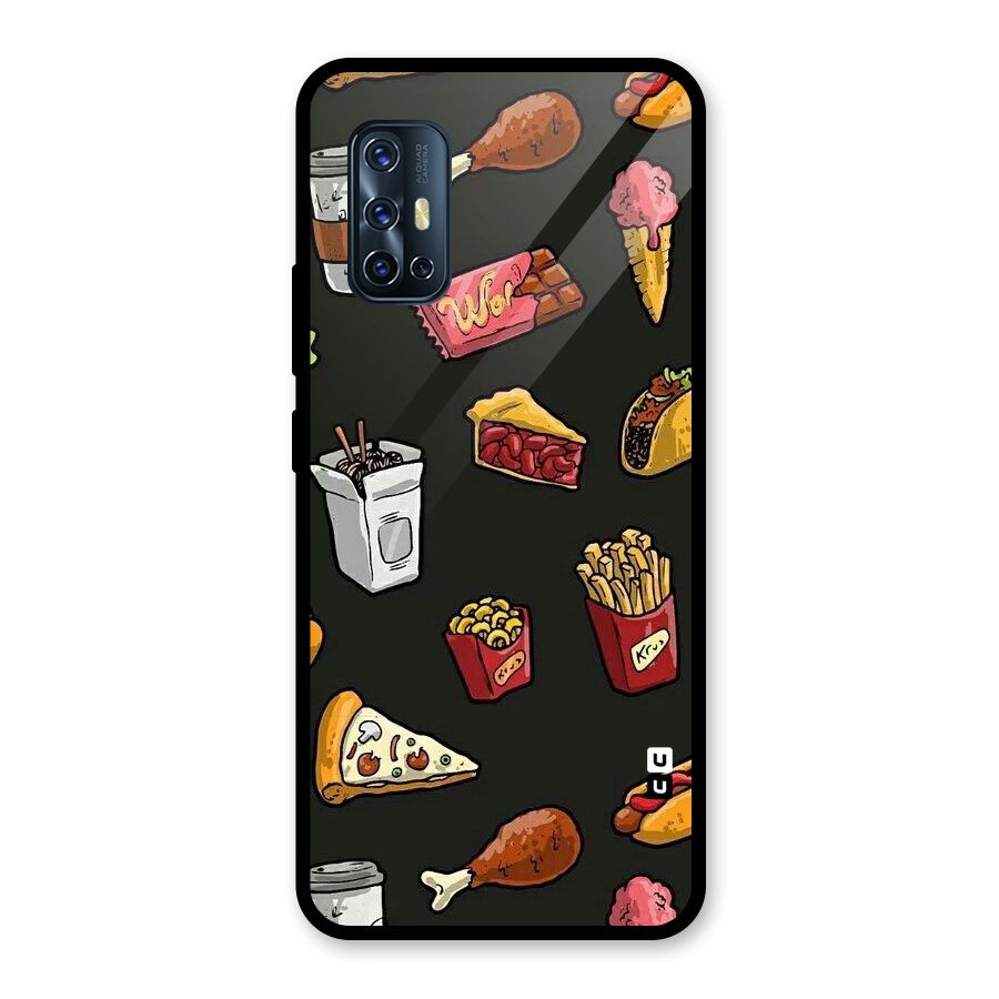 Foodie Pattern Glass Back Case for Vivo V17