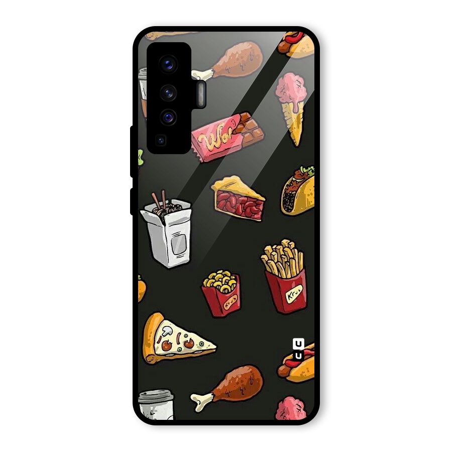 Foodie Pattern Glass Back Case for Vivo X50