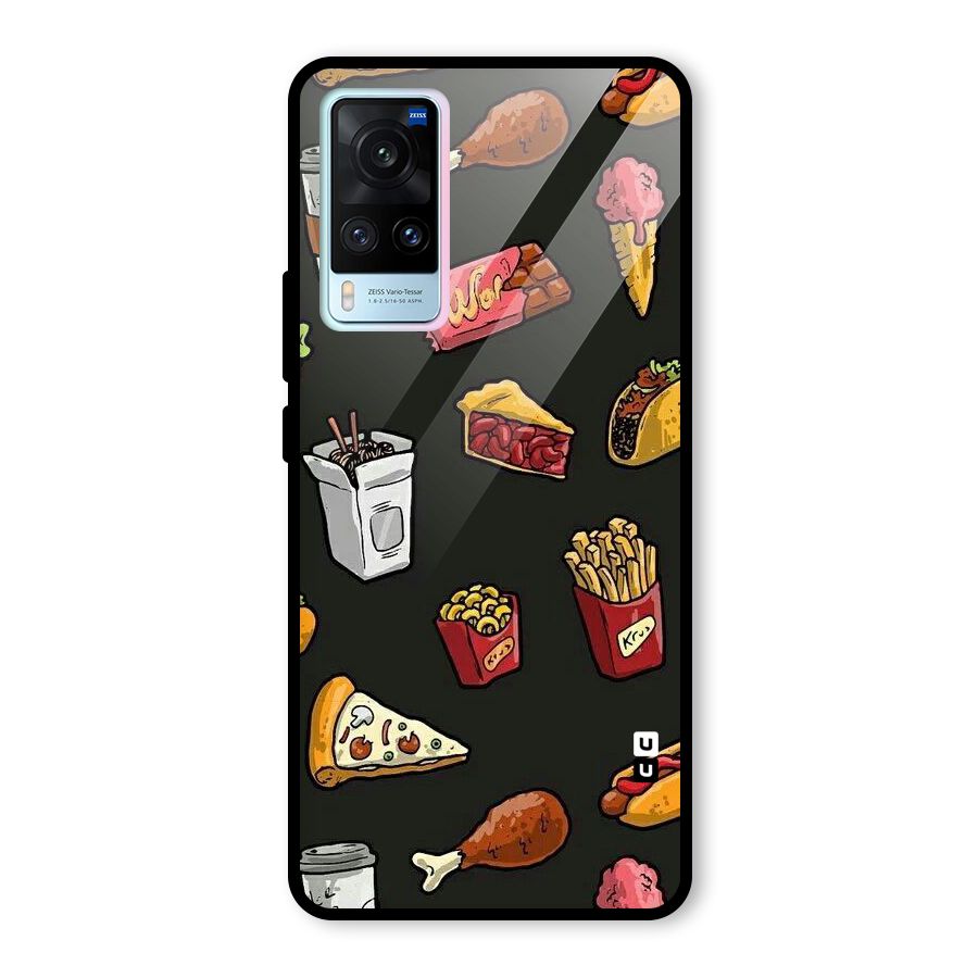 Foodie Pattern Glass Back Case for Vivo X60