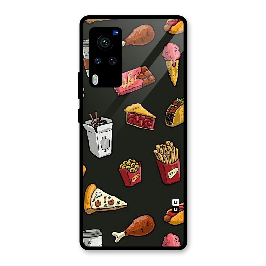 Foodie Pattern Glass Back Case for Vivo X60 Pro