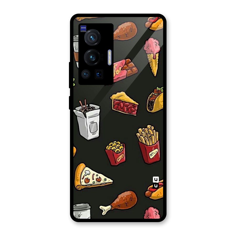 Foodie Pattern Glass Back Case for Vivo X70 Pro