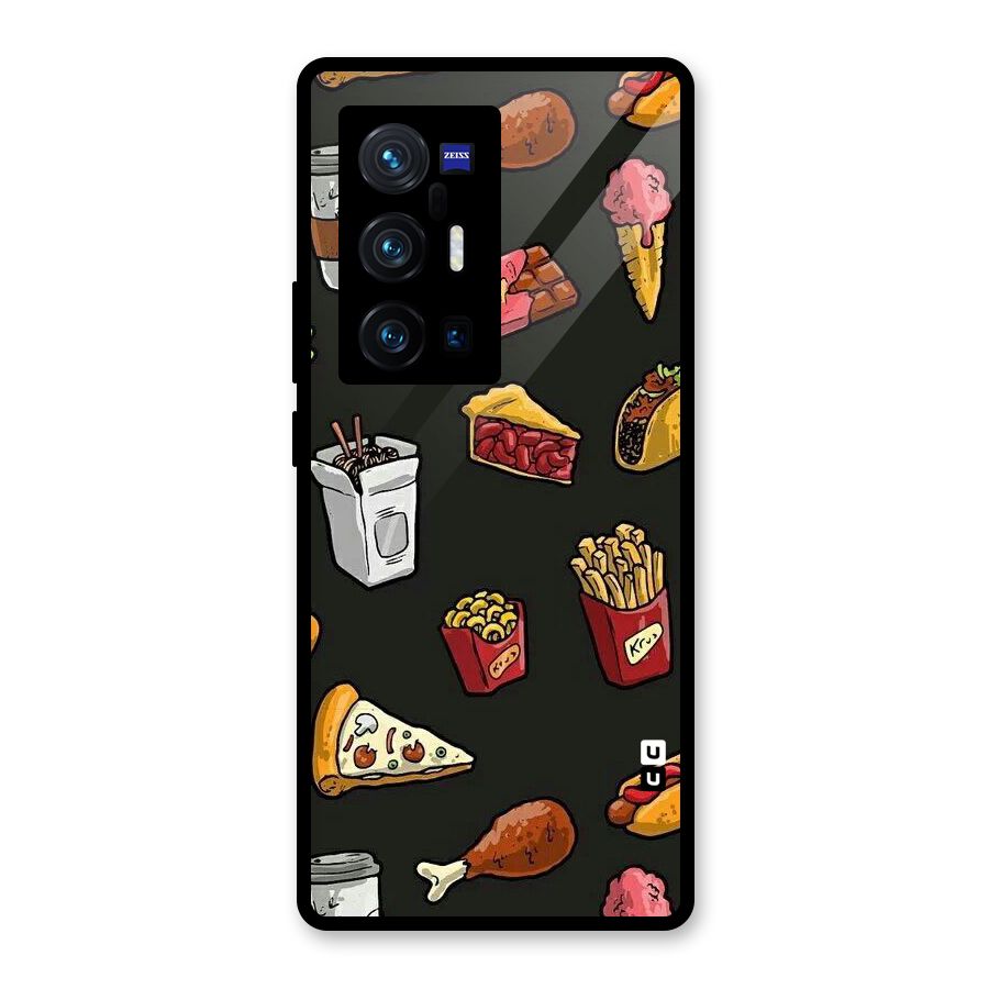Foodie Pattern Glass Back Case for Vivo X70 Pro Plus