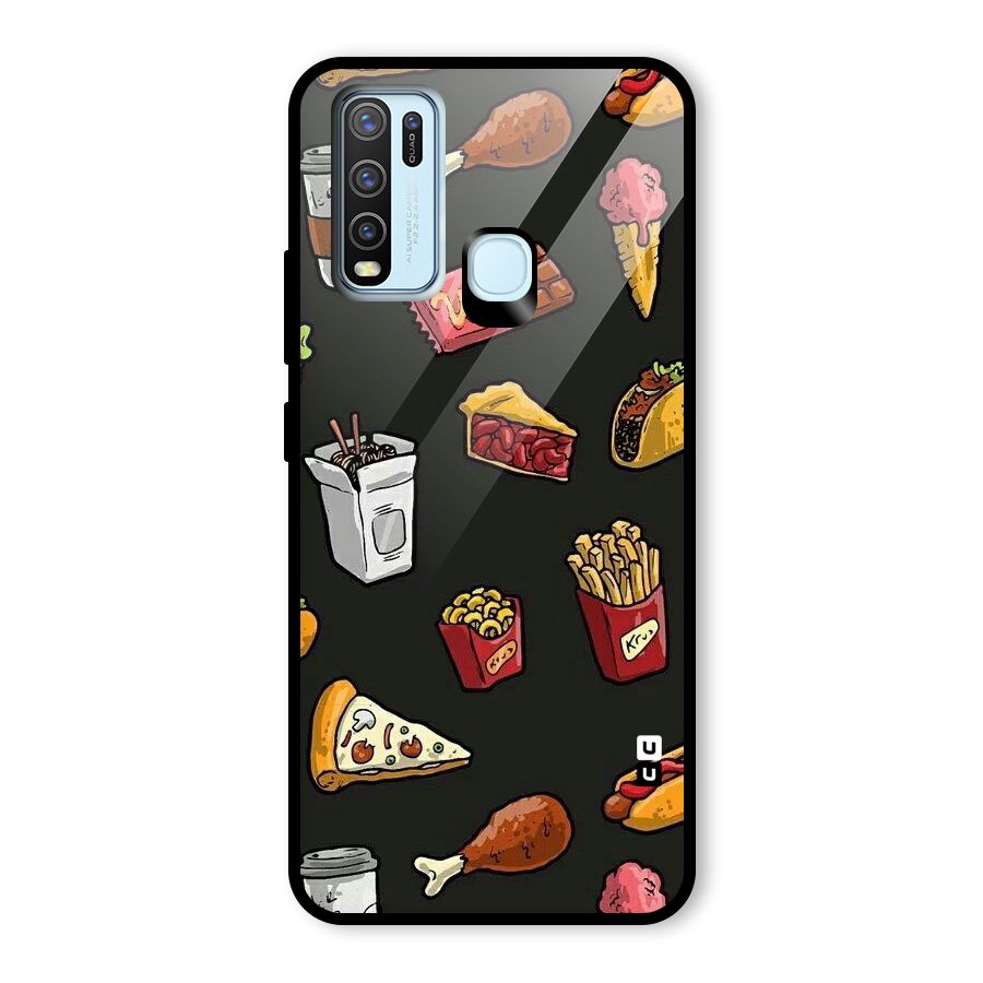 Foodie Pattern Glass Back Case for Vivo Y30