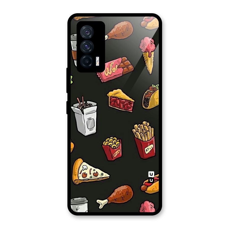 Foodie Pattern Glass Back Case for Vivo iQOO 7 5G