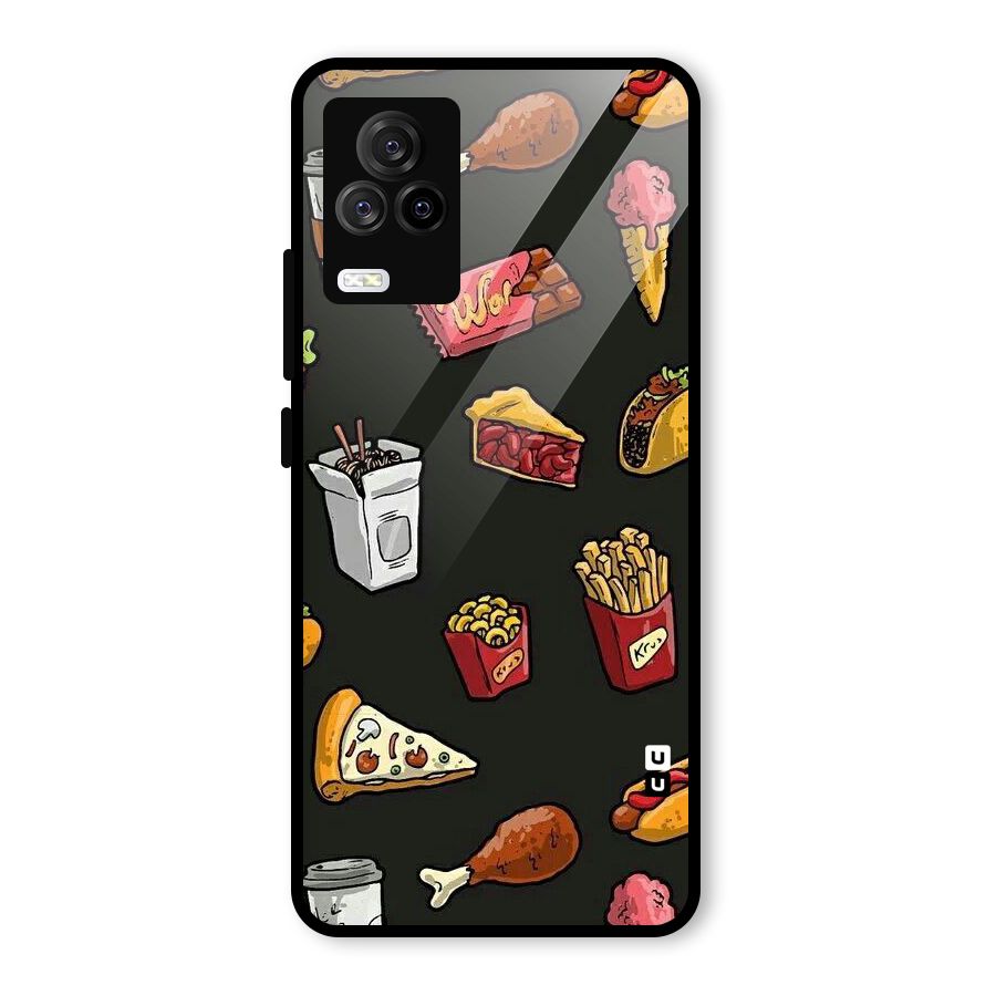 Foodie Pattern Glass Back Case for Vivo iQOO 7 Legend 5G