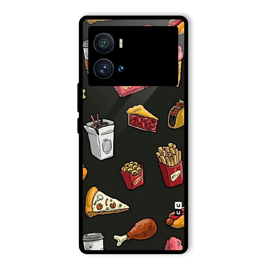 Foodie Pattern Glass Back Case for Vivo iQOO 9 Pro