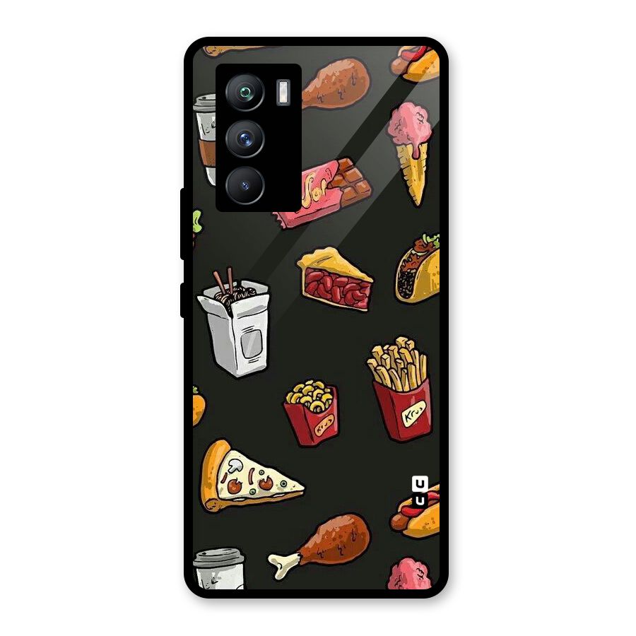 Foodie Pattern Glass Back Case for Vivo iQOO 9 SE