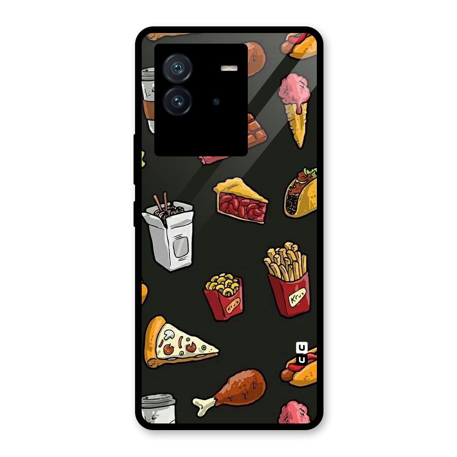 Foodie Pattern Glass Back Case for Vivo iQOO Neo 6 5G