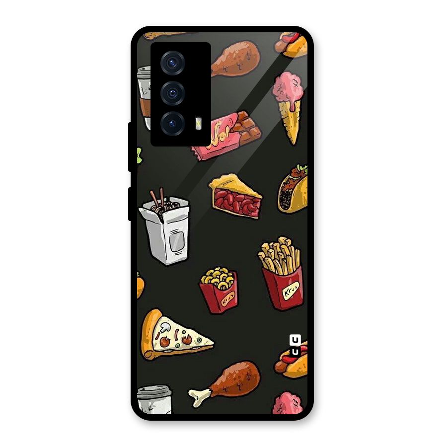 Foodie Pattern Glass Back Case for Vivo iQOO Z5