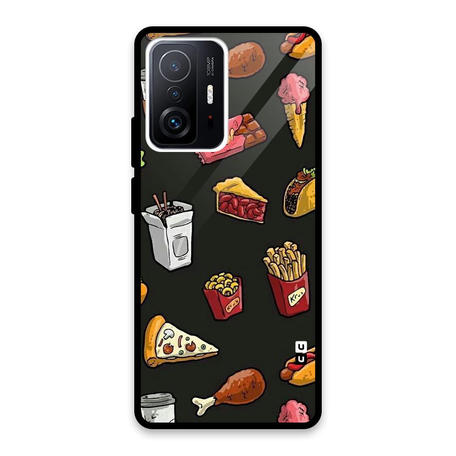Foodie Pattern Glass Back Case for Xiaomi 11T Pro