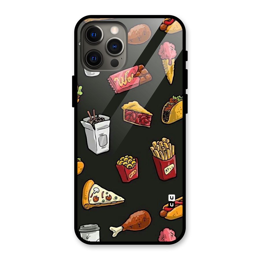 Foodie Pattern Glass Back Case for iPhone 12 Pro Max