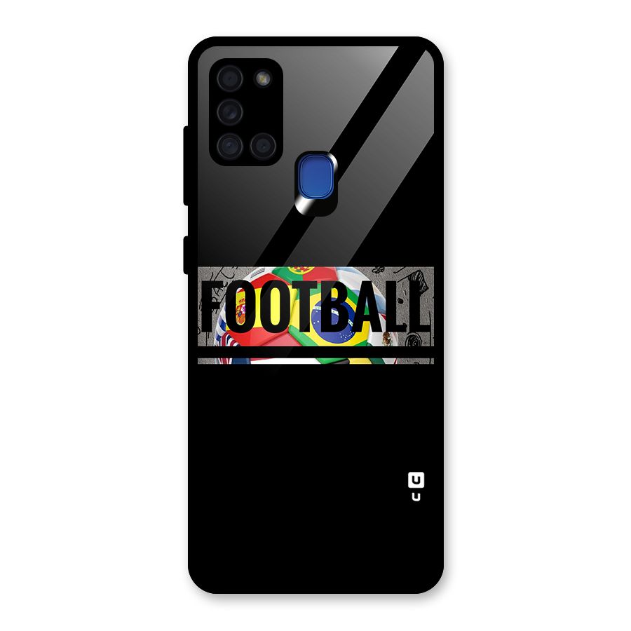 Football Typography Glass Back Case for Galaxy A21s
